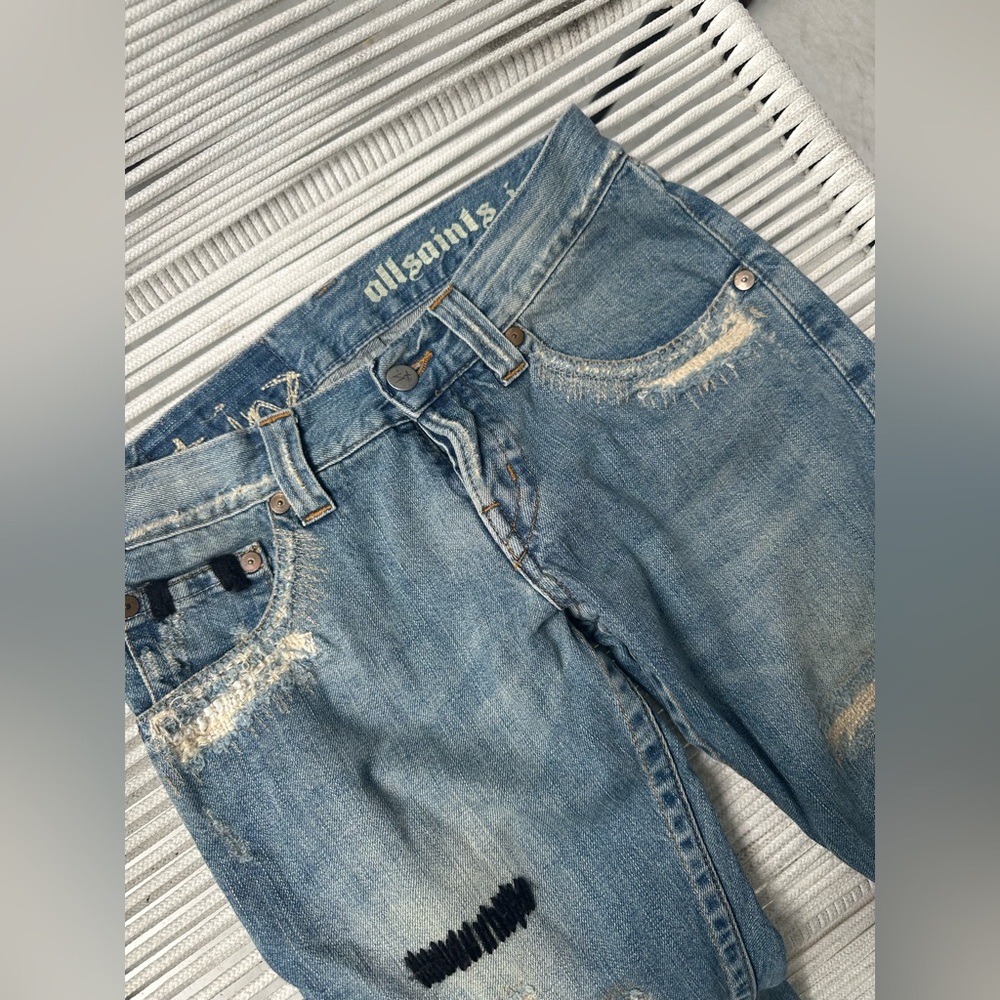 AllSaints vintage patchwork distressed skinny jea… - image 4